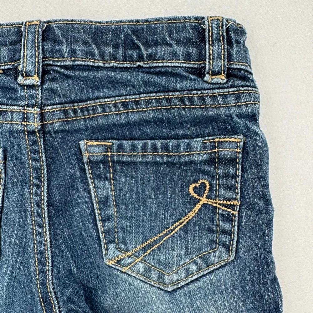 The Childrens Place Girls 3T Ruffle Flare Stretch Jeans Adjustable Medium Wash